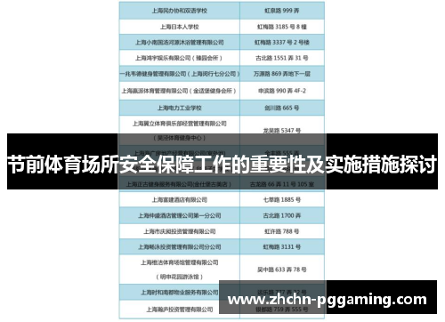 节前体育场所安全保障工作的重要性及实施措施探讨